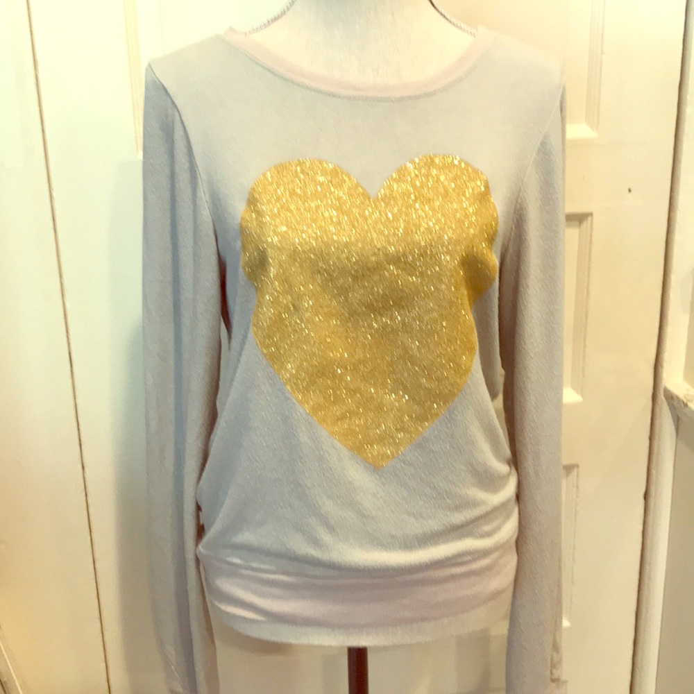 Wildfox Sparkle Golden Heart Sweatshirt